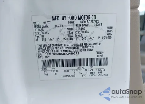 2008 Ford Escape Hybrid from USA, damaged, VIN 1FMCU59H38KA59272